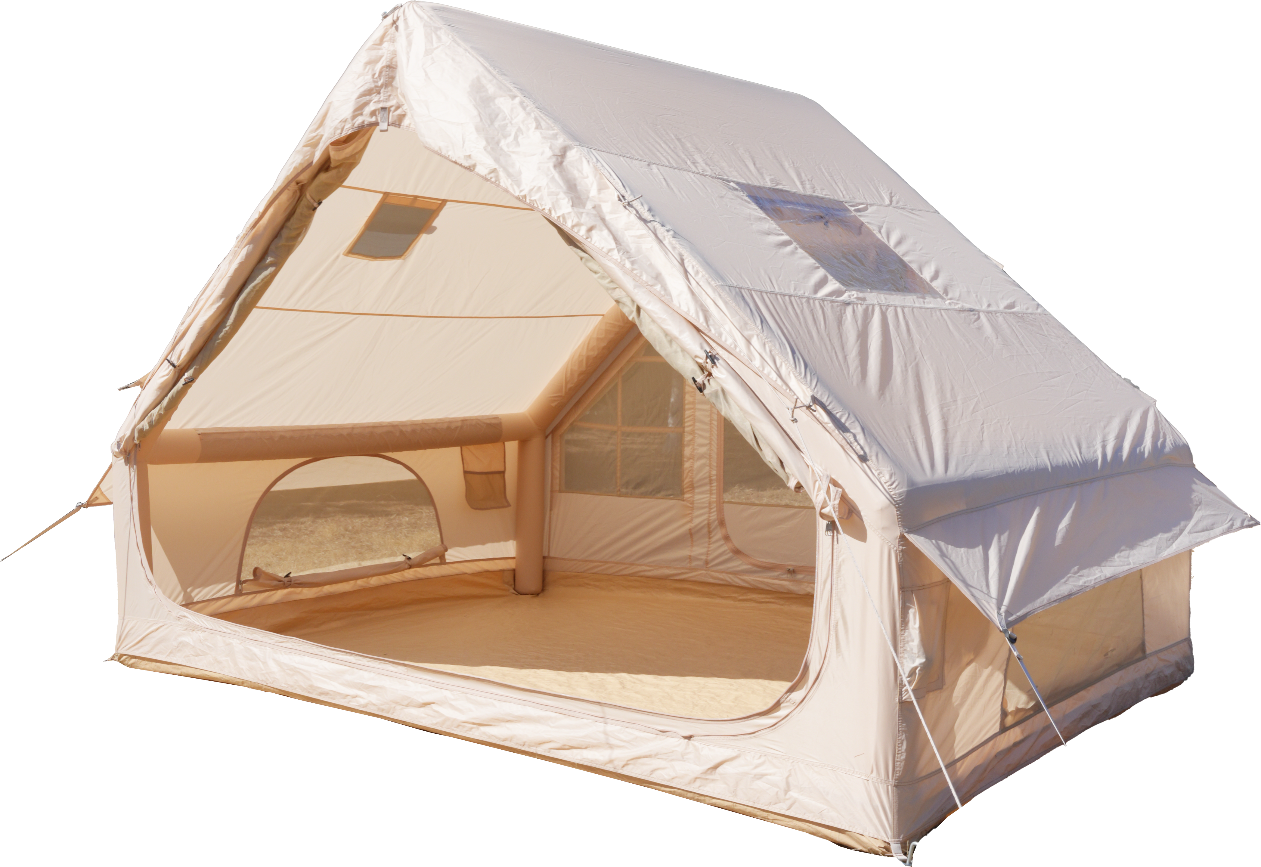 6.3㎡ Inflatable Camping Tent with AB Doors, Small Skylight & Chimney Port